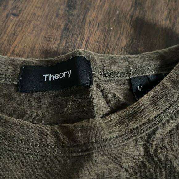 Theory tee shirt size M light brown tee made in Peru 100% cotton GUC - Picture 2 of 6